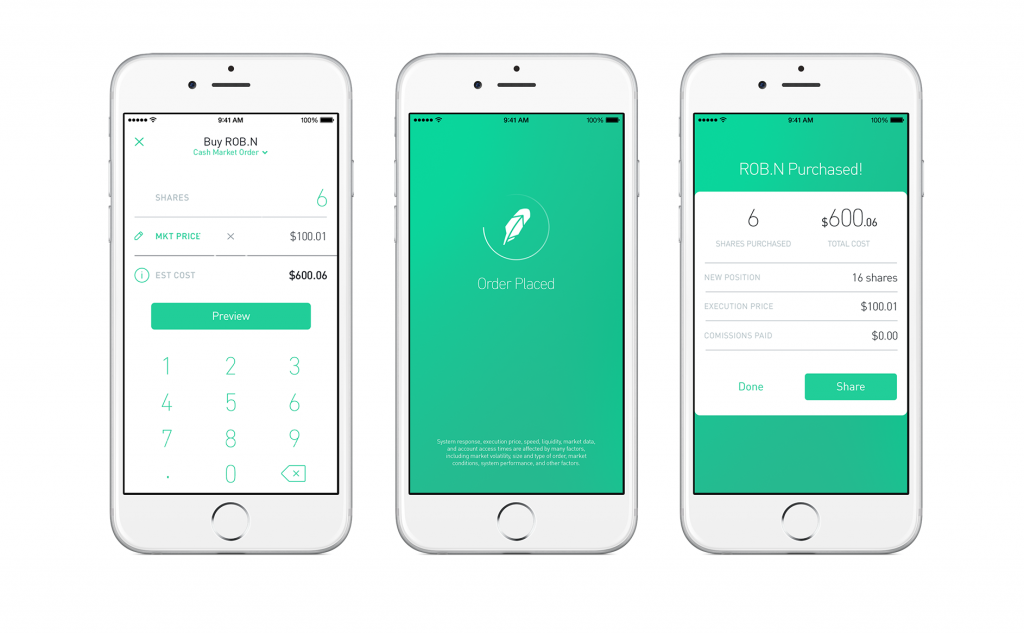 Cross platform personal finance app - Robinhood app screenshots in iPhone mockups.